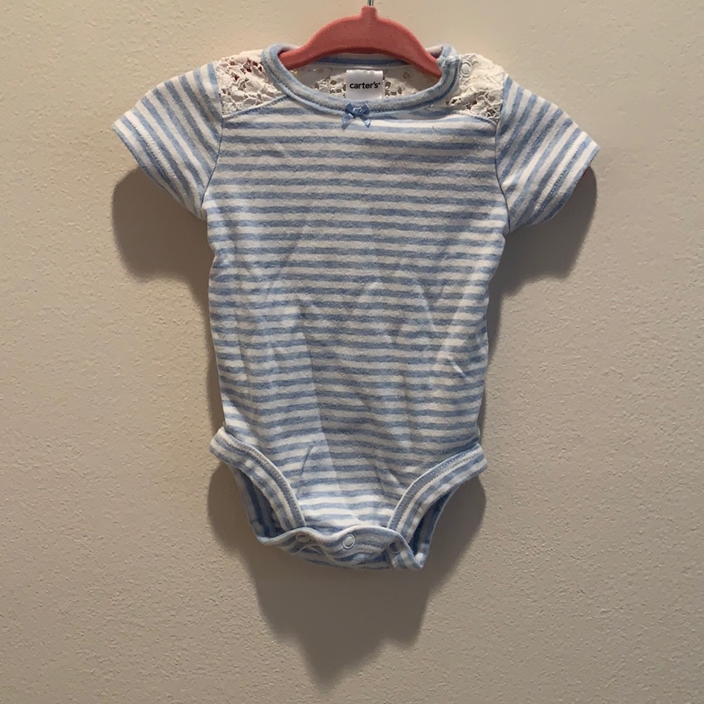 Carter’s striped onesie lace shoulder